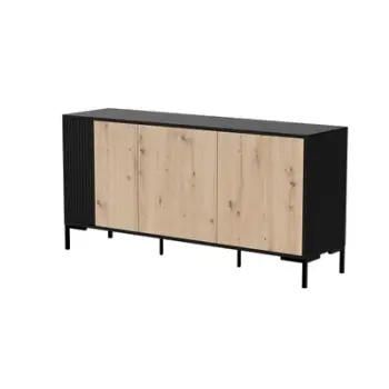 Komodë Cama MERCI, 151 x 40 x 74 cm, artisan oak, e zezë