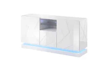 Komodë Komi QIU 2D1K, 150x41.5x75 cm, ndriçim LED, e bardhë me shkëlqim