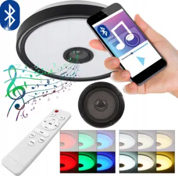 Lampë tavani LED Cosmo, 48W, Bluetooth RGB 40cm, e zezë