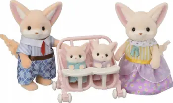 Set lodrash Epoch Sylvanian Families Fennec Fox Family, familje dhelprash Fennec, figura koleksionare