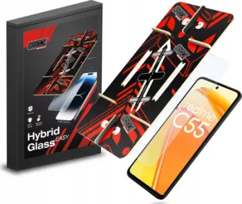 Xham mbrojtës hibrid GrizzGlass HybridGlass Easy për Realme C55, transparen