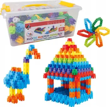 Lodër konstruktore Askato Construction Blocks for Little Geniuses, 252 elemente, shumëngjyrëshe