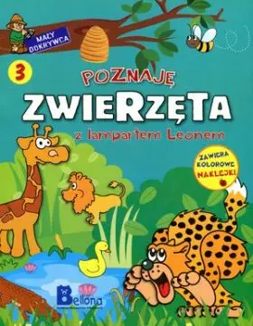 Libër edukativ Bellona Poznaje Zwierzęta z Lampartem Leonem, aktivitete me ngjitëse, për fëmijë