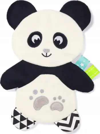 Lodër pelushi BabyOno Panda Polly, përqafimi, 3m+, bardhë e zi