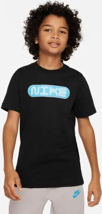 Bluzë T-shirt për fëmijë Nike Sportswear Jr DX9499-010, me logo, e zezë