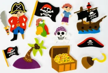Ngjitëse shkumë Fandy Pirates, 3 cm, set 20 copë, shumëngjyrëshe