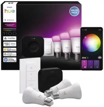 Set ndriçimi inteligjent Philips Hue Starter Kit E27, 3x8.1W, shumëngjyrësh, i bardhë