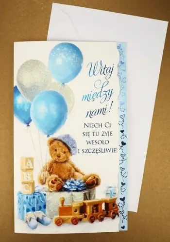 Kartolinë urimi Calibra World Children's Card, për foshnje, me zarf, blu