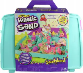 Set loje rërë kinetike Kinetic Sand Sandyland, kuti palosëse, aromë luleshtrydheje, shumëngjyrëshe