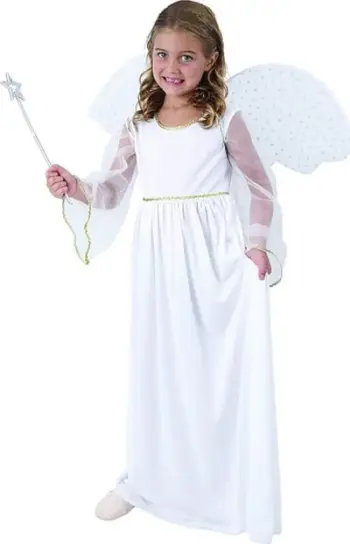 Kostum engjëlli Angel Set për fëmijë, madhësia 130/140cm, poliester, i bardhë