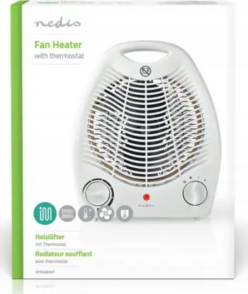 Ngrohës ventilator portabël, 2000W, termostat i rregullueshëm, i bardhë