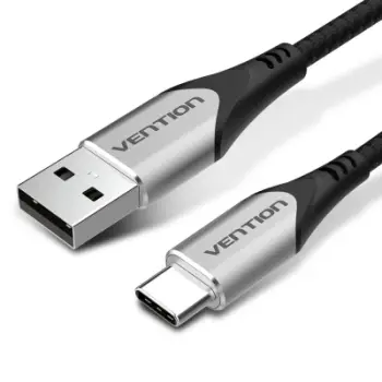 Kabllo USB A në USB C Vention Braided, 1m, 3A 480Mbps, gri