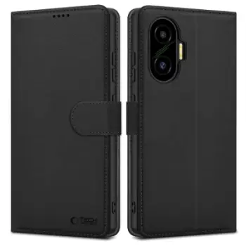 Këllëf portofol Tech-Protect Wallet për Xiaomi Poco F7 5G, lëkurë eko, me qëndrues, i zi