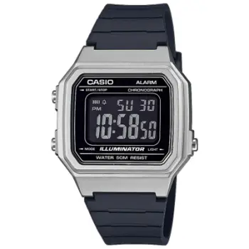 Ora dixhitale Casio W-217HM-7BVDF, kronograf, 5ATM, argjendtë e zezë