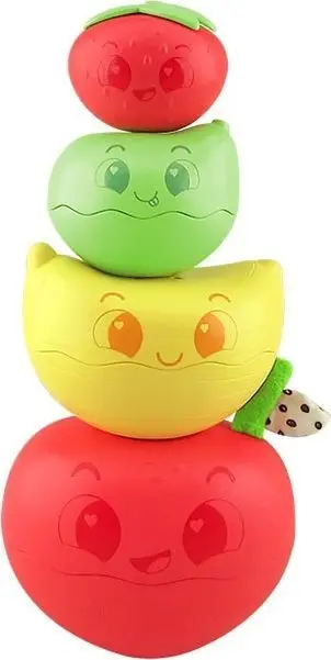 Lodër grumbulluese Lamaze Stack and Nest Fruit Pals, lodër shqisore, për bebe 12m+