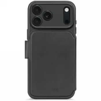 Këllëf portofol Decoded Leather për Apple iPhone 17 Pro Max, me kapak i heqshëm, MagSafe, i zi