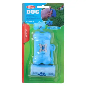 Dispenser qesesh për qen DOG Comfort, 20 qese, plastik, blu
