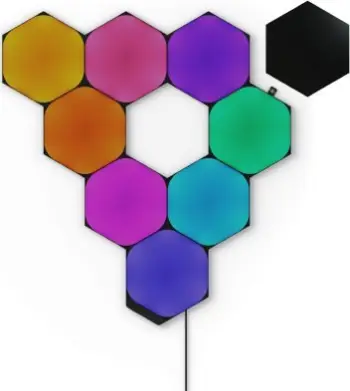 Panel ndriçimi inteligjent Nanoleaf Shapes Ultra Black Hexagons NL42-0102HX-9PK, Wi-Fi, RGB, i zi