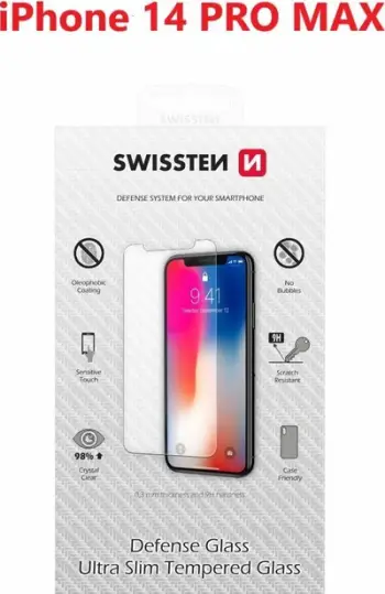 Stakllo mbrojtëse Swissten për iPhone 14 Pro Max, 0.3mm, 9H, e zezë