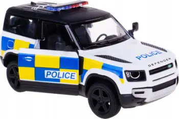 Makine lodër Land Rover Defender Police HIPO, dyer që hapen, model policie, e bardhë