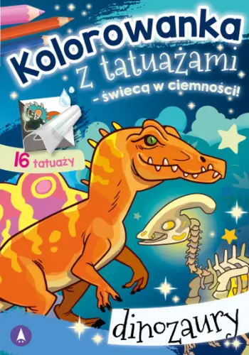 Libër ngjyrosjeje me tatuazhe dinosauri, fosforeshent, për fëmijë