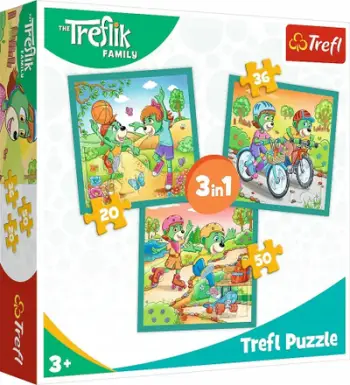 Puzzle fëmijësh Trefl 3in1 Poznamy, 20 36 50 copë, familja Treflik, shumëngjyrëshe