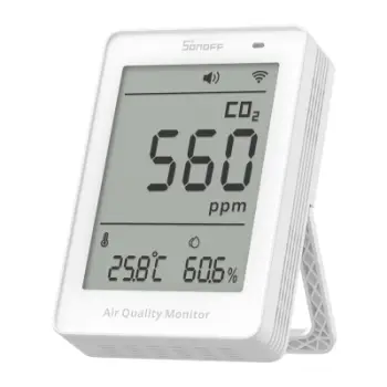 Monitor cilësie ajri Sonoff AirGuard SAWF-08P, CO2 temperaturë lagështi, Wi-Fi Matter, i bardhë