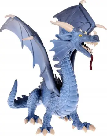 Figurinë dragua Gray Dragon ZA5016, krahë fleksibël, plastikë e qëndrueshme, gri blu