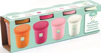 Set plasteline Djeco, 4 kavanoza, për fëmijë 18m+
