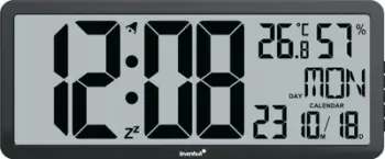 Orë digjitale murale Levenhuk Wezzer Tick H80, termometër dhe higrometër, kalendar, e zezë