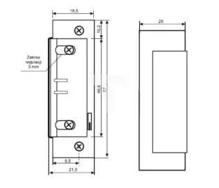 Elektroshtyrës dere Łucznik 1420RFT-12AC/DC, simetrik NC, 9–14V AC/DC, metalik