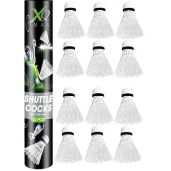 Toptha badminton XQ Max Shuttlecocks, najlon, set 12 copë, të bardhë