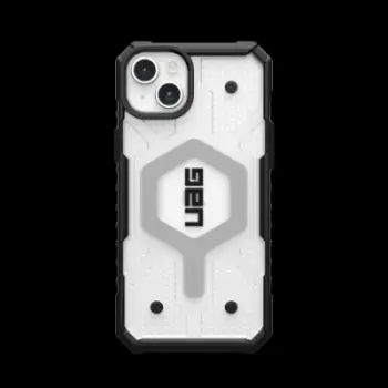 Mbrojtëse telefoni UAG Pathfinder MagSafe për iPhone 15 Plus, antishok, transparente, e bardhë