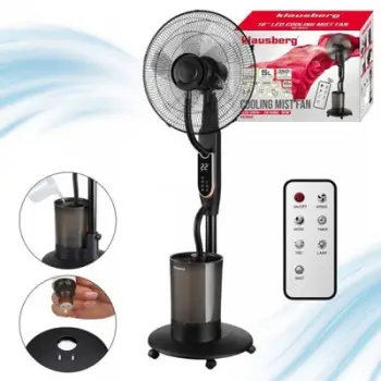 Ventilator me avull Klausberg KB 9043, 16", depozitë 5L, me telekomandë, i zi