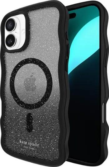 Mbulesë telefoni Kate Spade York Wavy Nightfall MagSafe, për iPhone 16 Plus, e zezë