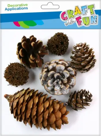 Set dekorativ Craft with Fun CF Nature, 7 gështenja pishe, miks ngjyrash