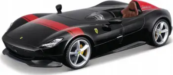 Maket veture Bburago Ferrari Monza SP1 Race & Play, shkalla 1/24, diecast, e zezë metalike me vija të kuqe