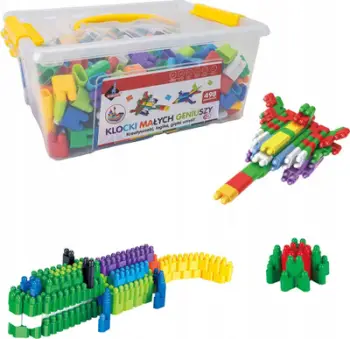 Kllapa ndërtimi Askato Building Blocks for Little Geniuses, 498 elemente, shumëngjyrëshe