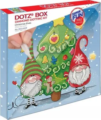 Set diamond painting DIAMOND DOTZ DOTZ Box Christmas Elves, motiv festiv, për të rritur dhe 13+