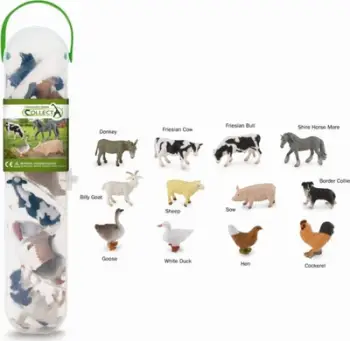 Set lodrash Breyer CollectA Mini Farm Animals, 12 figura, shumëngjyrëshe