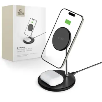 Karikues wireless 2 në 1 Tech-Protect QI15W-A39, 15W, me magnet, i zi