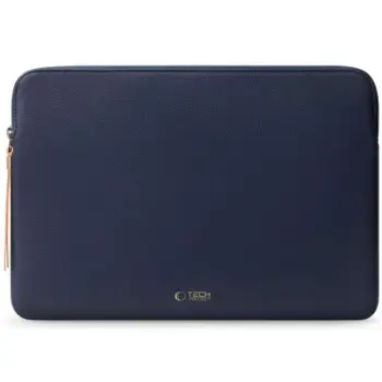 Çantë laptopi Tech-Protect Fleece, 15-16", eko-lëkurë, blu navy