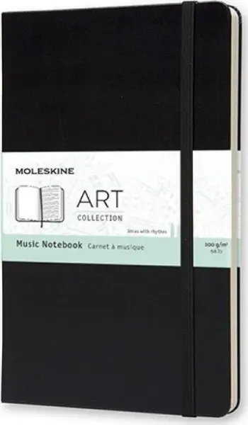 Bllok muzikor Moleskine Large Music Notebook, format i madh, kapak i fortë, i zi