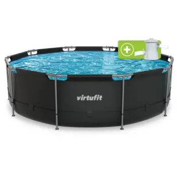 Pishinë kornizë VirtuFit Round, Ø366 x 100 cm, me pompë filtruese, antracit