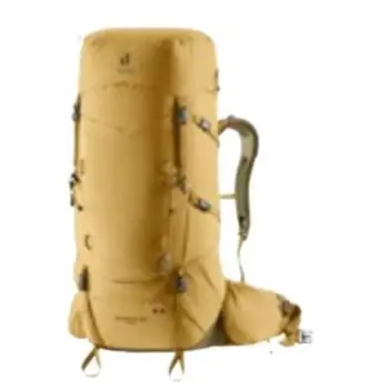 Çantë shpine trekking Deuter Aircontact Core 60+10, 70L, sistem VariFlex, e verdhë