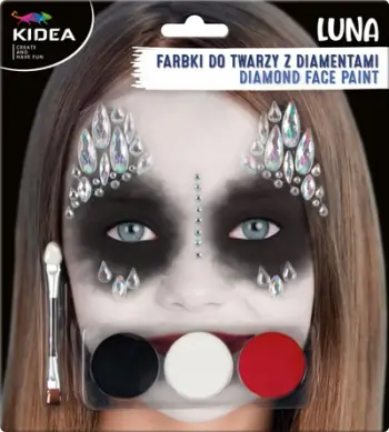 Set boje fytyre Kidea Luna With Diamonds, 3 ngjyra, me gurë dekorativë, multingjyrësh