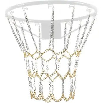 Rrjetë basketbolli Enero Steel Chain, diametër 45 cm, 12 pika fiksimi, argjend ari