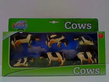 Set lodra ferme Kids Globe 90670, lopë plastike, shkallë 1:32, bardh e zi