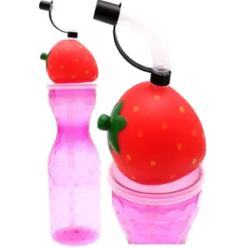Shishe uji për fëmijë Dunlop Strawberry, 0.5L, me tubth, rozë
