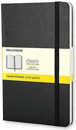 Fletore Moleskine Pocket Squared Hardcover, 9 x 14 cm, me katrorë, e zezë